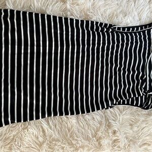 Frame Denim Black and White Striped Top w/Shoulder Twist